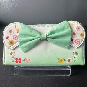 Disney Loungefly Minnie Mouse Pressed Flower Bow Wallet